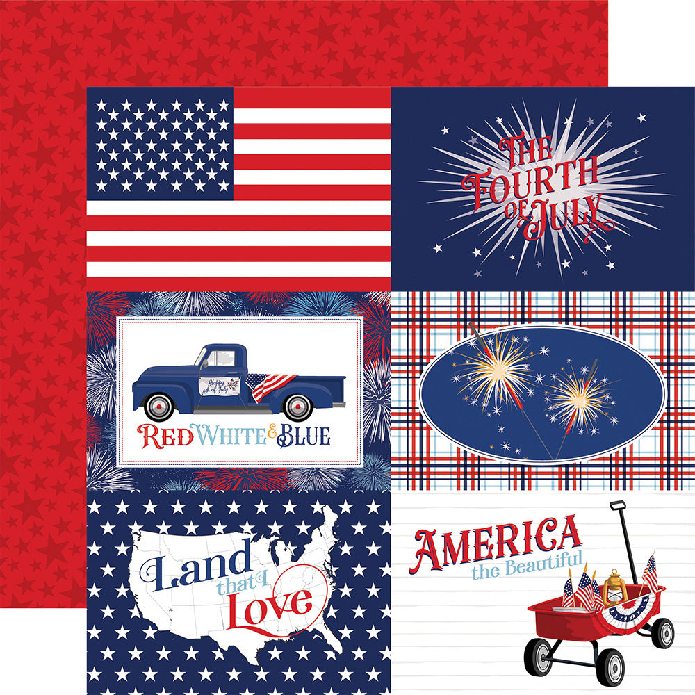 Scrapbooking - The Fourth of July - 6 X 4 Journal Cards - (Carta Bella Paper Company) - Land That I Love