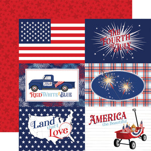 Scrapbooking - The Fourth of July - 6 X 4 Journal Cards - (Carta Bella Paper Company) - Land That I Love