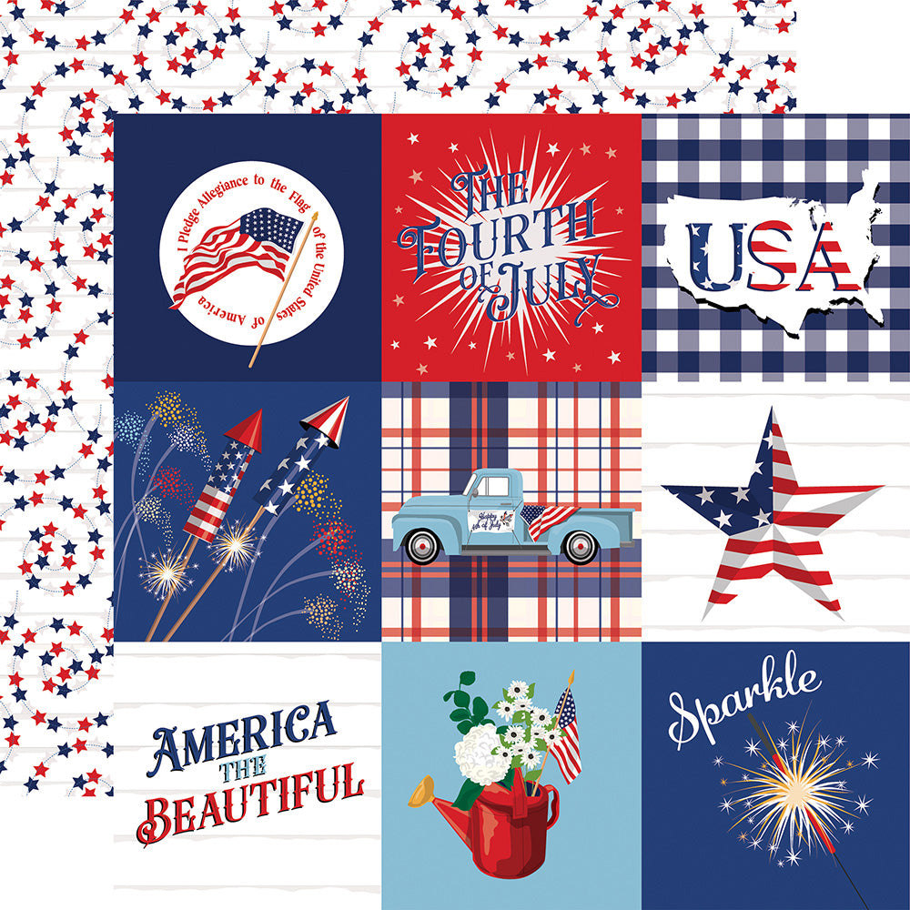 The Fourth of July 4 X 4 Journal Cards (Carta Bella Paper Company) - Sparkle