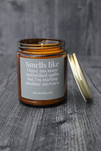 Load image into Gallery viewer, Hand-poured Coconut Soy Wax Candles For Quilters: 9 Oz Winter Forest | Smells like I'm sewing instead of working again.
