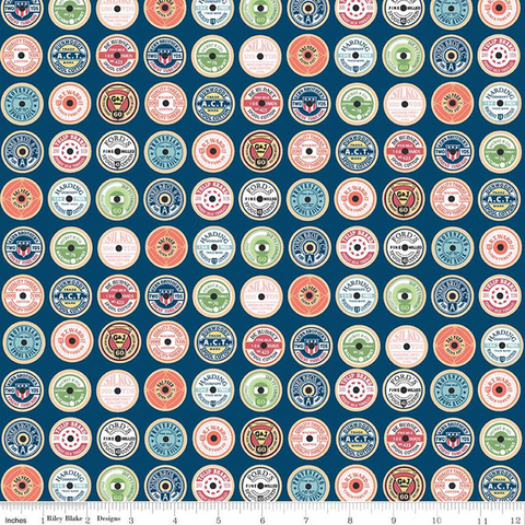 Sew Much Fun - Spool Topper - Navy - Echo Park Paper Co with Riley Blake Designs