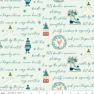 Arrival of Winter - Text - Mist - Sandy Gervais with Riley Blake Designs