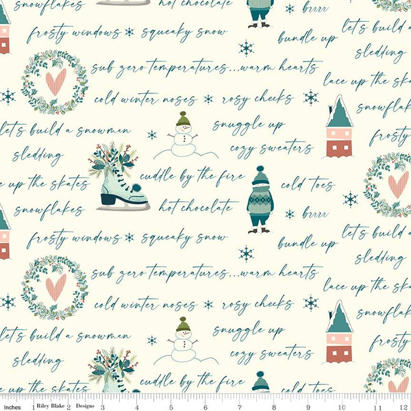 Arrival of Winter - Text - Cream - Sandy Gervais with Riley Blake Designs
