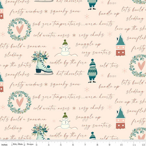 Arrival of Winter - Text - Blush - Sandy Gervais with Riley Blake Designs