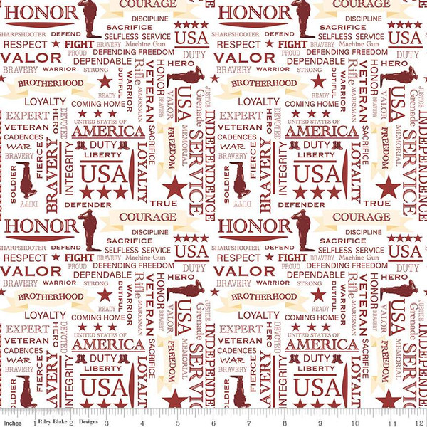 Coming Home - Marines Text - White - Vicki Gifford with Riley Blake Designs