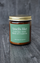 Load image into Gallery viewer, Hand-poured Coconut Soy Wax Candles For Quilters: 4 Oz Cashmere Musk | Smells like I never change my sewing machine needle.
