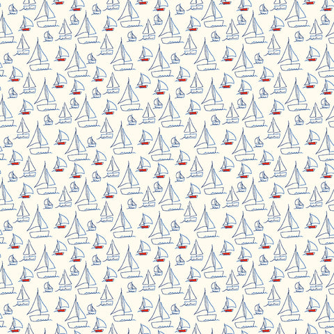 Red White & Bang! - Sailboats - Cream -Sandy Gervais with Riley Blake Designs